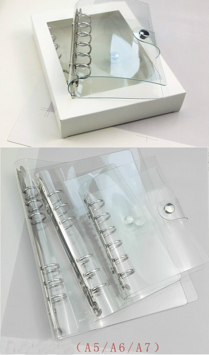 A4 / A5 / Personal / A7 Transparent Binder planner cover 6 Etsy