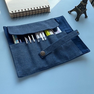 5 slots Canvas Roll Up Painting Case | Fabric Fountain Holder | Pencil Storage Pouch Bag