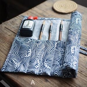 7+1 Slots Classic Cotton Paint Brush Roll up Holder for Artist | Watercolor Pallet Organizer | Canvas Pen Case For Painter Her