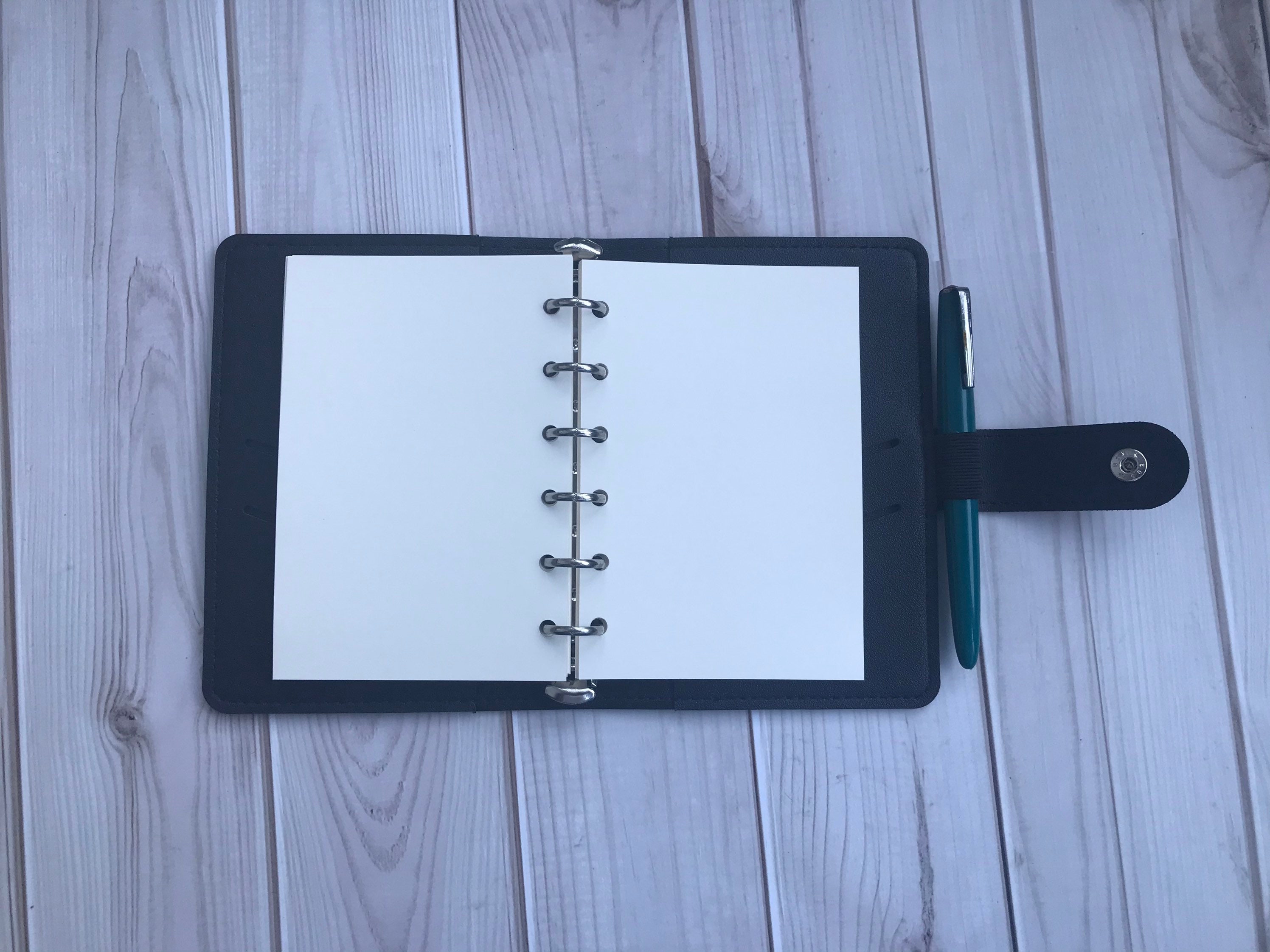 Black PU A7 Planner 6 Ring Binder Refillable Planner Etsy