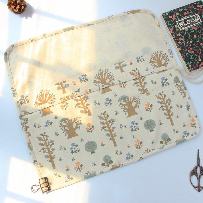 20 Slots Floral Paint Brush Roll up Holder for Artist Etsy