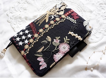 Black Flower Hobonichi Moleskine Planner Cover | Birthday Gift