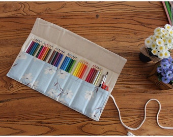 36/48/72 Slots Canvas Roll Up Girl  Pencil Case | Pen Storage Pouch | Painting Make up Brush Holder | Craft Tool Organizer | Birthday Gift