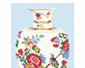 Meissen Vase in Cross Stitch