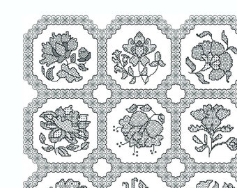 Blackwork Chintz Cushion Chart Download