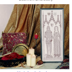 Blackwork picture &#39;Medieval Knight and Lady&#39;