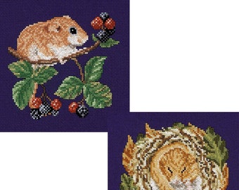 Cross Stitch design 'Dormouse Feasting and Sleeping'