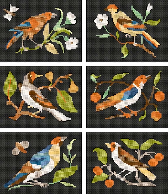 Download Cross Stitch Birds in the style of Pietre Dure