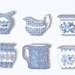Blackwork design &#39;Porcelain Jugs&#39;