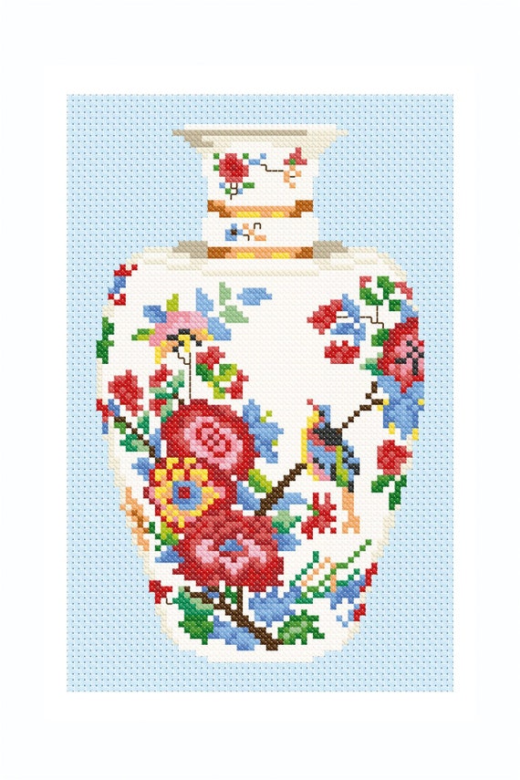 Meissen Vase in Kreuzstich