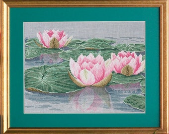 Cross stitch waterlily 'Tranquil Waters'.