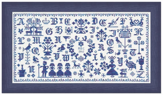 Blue and White Designs in Cross Stitch Pattern Book by Linda