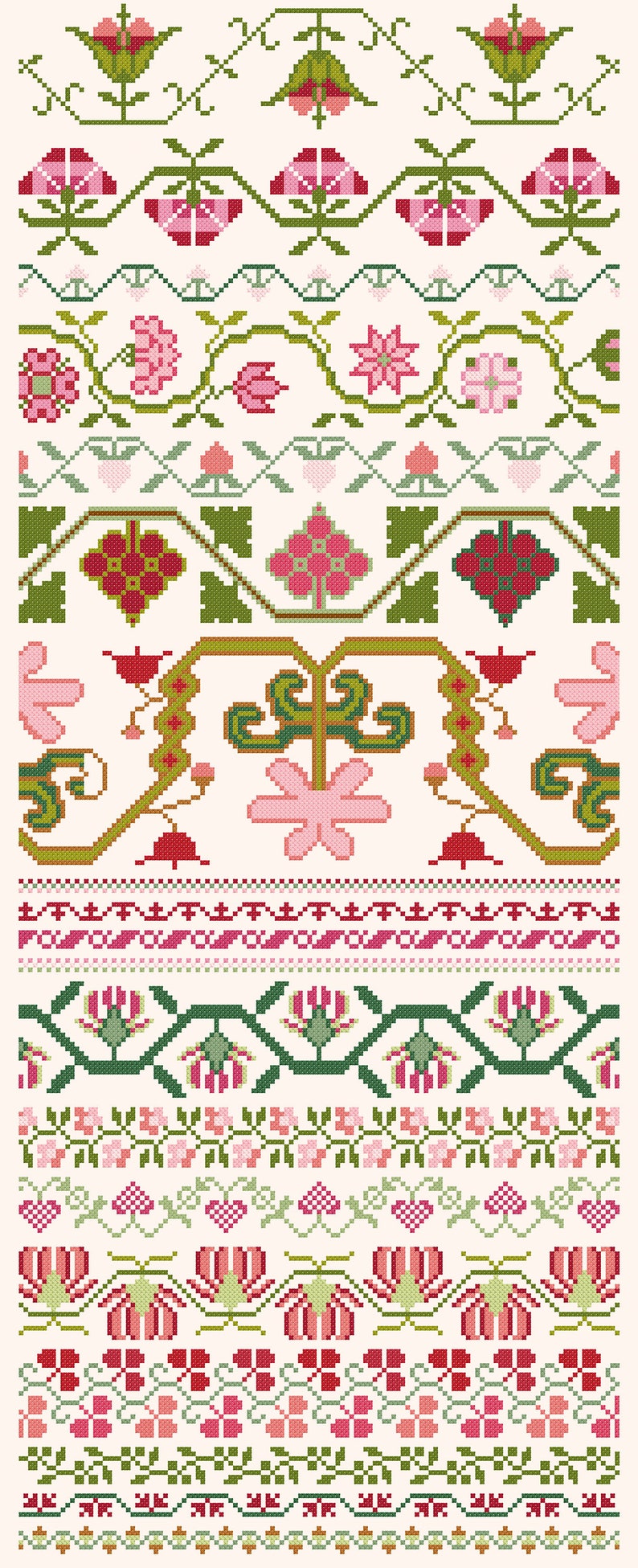 Band Sampler in Red and Green Cross Stitch image 6