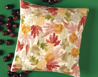 Kruissteek en Blackwork 'Herfstbladerenkussen'