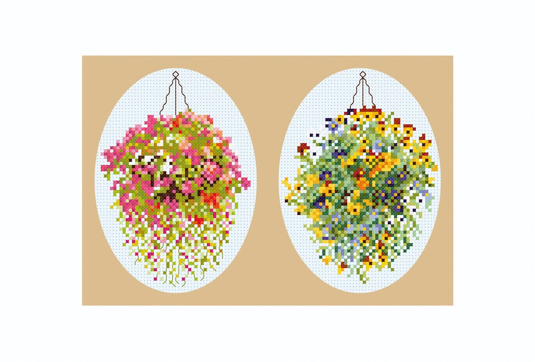 Hanging Baskets of Busy Lizzie and Pansies Etsy UK