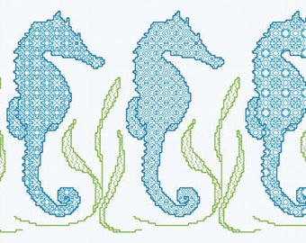 Seahorses in Blackwork