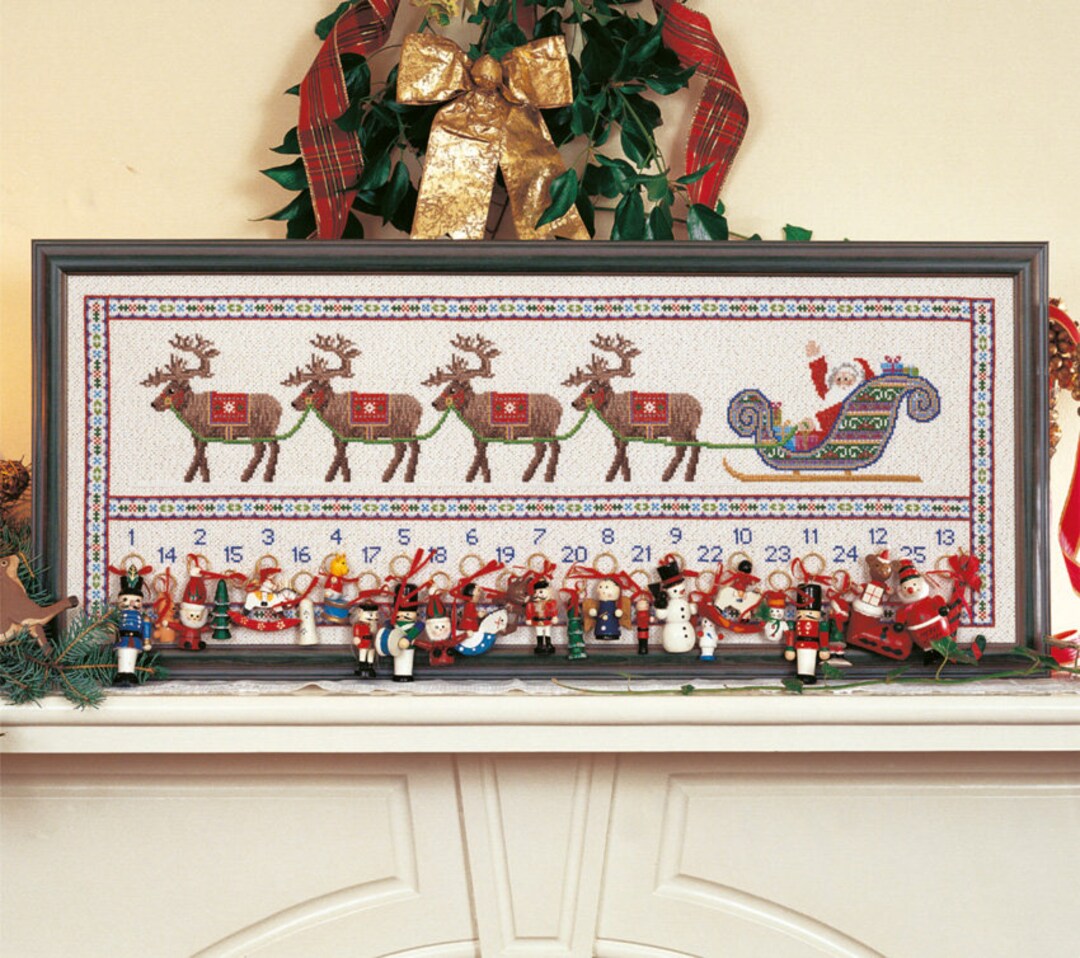 Cross Stitch Advent Calendar 'santa's Sleigh' Etsy