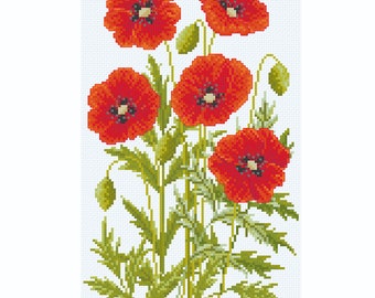 Ruby Treasures - Poppies in Cross Stitch