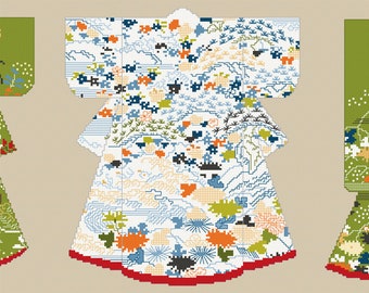 Cross Stitch Design 'Oriental Splendour' Kimonos