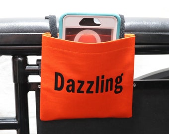 Orange Fabric "Dazzling" Wheelchair Cell Phone Holder Size: 5" x 5"