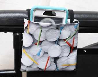 Golfing Armrest Hanging Cell Phone Holder for a Wheelchair, Walker or other Mobility Aides Size: 5" x 5"