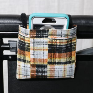 Fall Plaid Hanging Cell Phone or E-reader Holder for a Wheelchair, Walker or other Mobility Aides Size: 5" x 5"