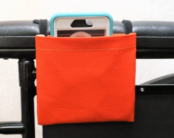 Orange Solid Color Armrest Hanging Cell Phone Holder for a Wheelchair, Walker or other Mobility Aides Size: 5&quot; x 5&quot;