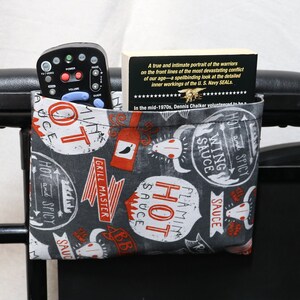 BBQ and Hot Sauce Single Pocket Armrest Bag for Wheelchair - 8&quot;x 6&quot;