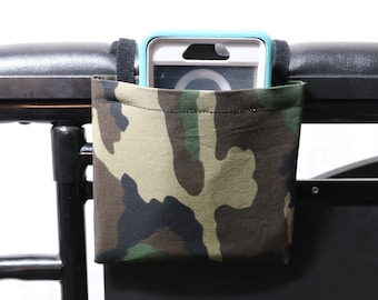 Camo Armrest Hanging Cell Phone Holder for a Wheelchair, Walker or other Mobility Aides