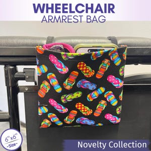 Novelty Themed Wheelchair Phone Holder Bag, Fun Armrest Storage Pouch, Gift for Wheelchair User