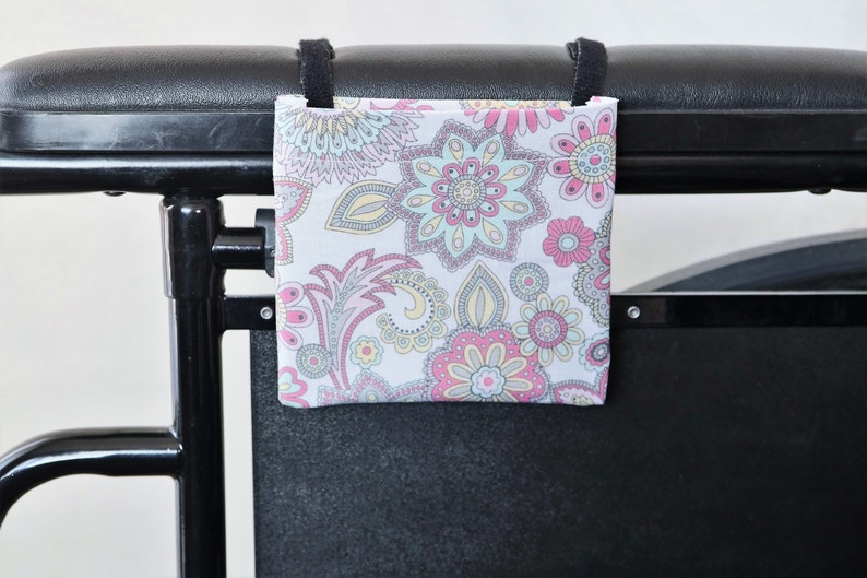 Vintage Flowers Armrest Hanging Cell Phone Holder for a Wheelchair Walker or other Mobility Aides