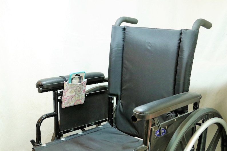 Vintage Flowers Armrest Hanging Cell Phone Holder for a Wheelchair Walker or other Mobility Aides
