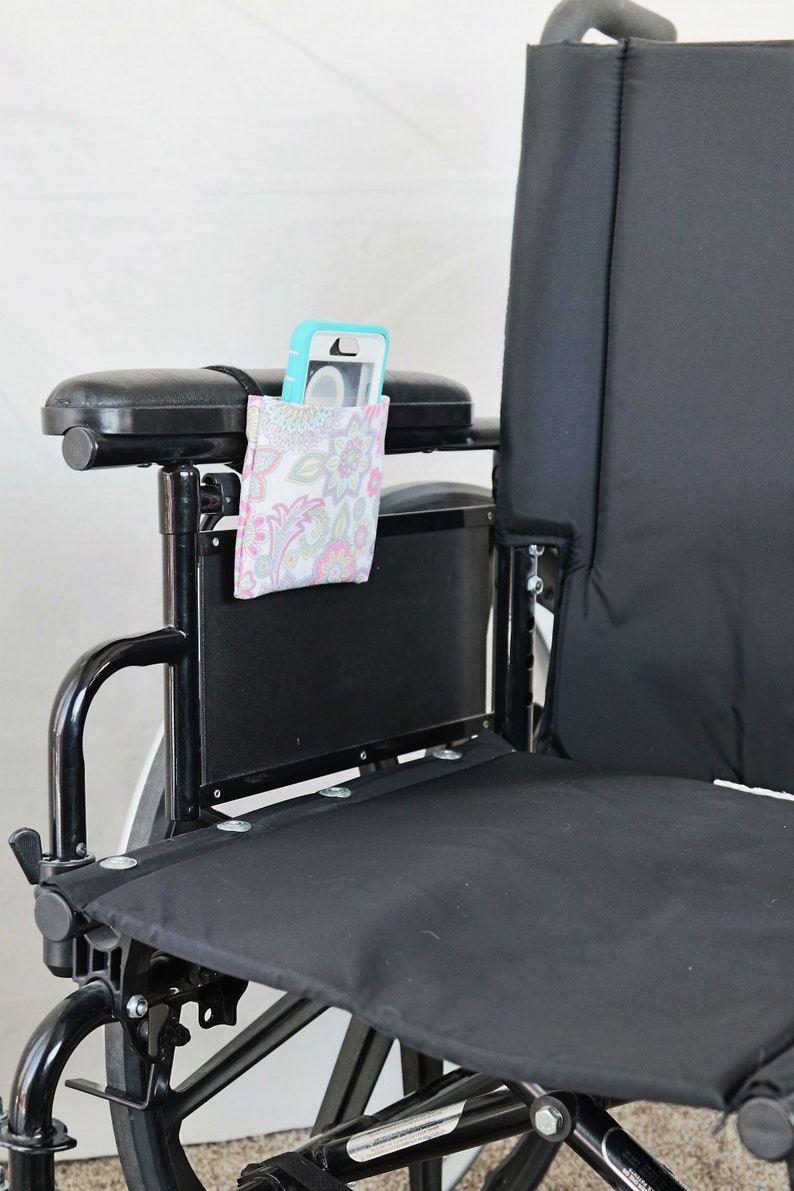 Vintage Flowers Armrest Hanging Cell Phone Holder for a Wheelchair Walker or other Mobility Aides