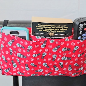 Snowmen Themed Multiple Pocket Armrest Bag for Wheelchair Size: 11&quot;x6&quot;