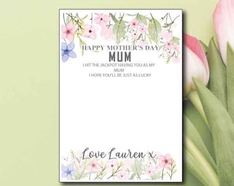 Personalised Mother's Day Gift, Thank You Scratch Card Holder, Personalised Lottery Present, Mum. Nan,Grandma,Customised Gift
