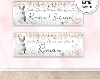 Personalised Easter Bunny Banner, Easter Hunt Poster, Kids Holiday Poster 2026, Children's Easter Party. Spring decorations x1