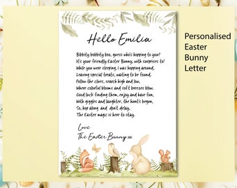 Personalised Bunny Egg hunt letter,Easter Sunday Gift, Customised Bunny Letter, Easter egg hunt,Easter Rabbit letter, 2025.Woodland animals