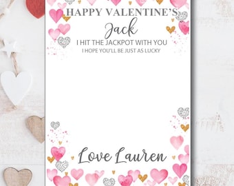 Personalised Valentine's Scratch Card Holder.Customised Thank you gift, Present for Him,Her,Boyfriend,Husband,Wife,Girlfriend,Partner.