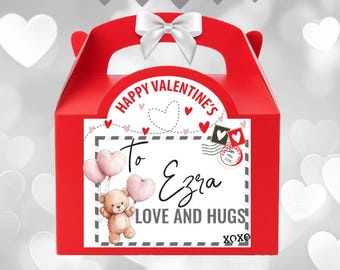 Kid's Personalised Valentine's Gift Box, Red Customised Treat Box ,Special Occasion Gift, children's Custom Present 2026,