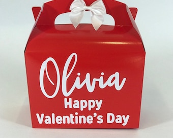 Valentine's Gift Box, Personalised Treat Box ,Customised Occasion Gift, Custom Present 2026, Children's Red favour Container.