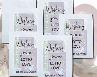 Customised Wedding Packets, DIY Lotto Love Celebration Bags, Personalised Biodegradable Glassine Bags, Peel & Seal Wedding Pack.