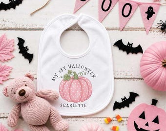 My 1st Halloween Baby bib,Personalised Baby’s First Halloween Bandana,Custom Newborn, Seasonal Gift, Baby Halloween Pumpkin Outfit