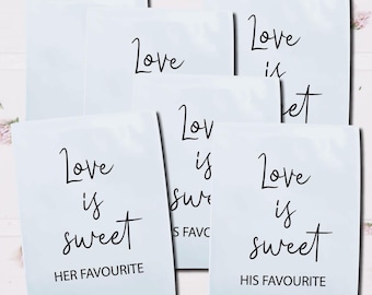 Personalised Wedding sweet Packets,Love is sweet his her Celebration Bags, Customised Biodegradable Glassine Bags, Peel & Seal Wedding Pack.