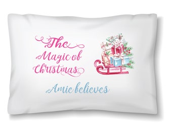 Personalised Christmas Pillowcase,Xmas Customised Pillow, Christmas Eve Box Filler, Personalised Pillow Gift ,Christmas Presents,I Believe