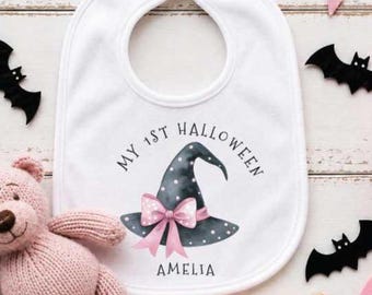 My 1st Halloween Baby bib,Personalised Baby’s First Halloween Bandana,Custom Newborn, Seasonal Gift, Baby Halloween Outfit