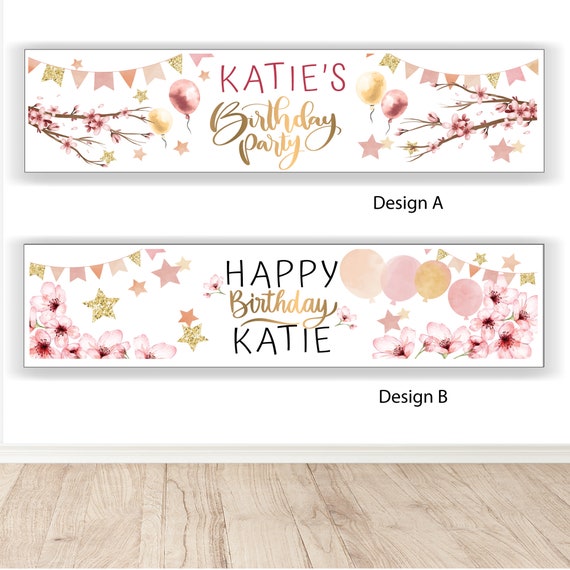 Birthday Banner customised Party Banner Floral Etsy