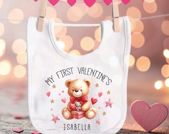 1st Valentine's personalised bib,customised bandana bib,personalised gift,Memory Milestone keepsake Beary Much design 2026