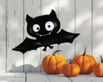 Halloween Foil Bat Balloon. x 1 Balloon, Reuseable Scary Kids Party decor. Birthday Party Balloon, Black Bat Inflatable, Air/Helium filled