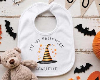 My 1st Halloween Baby bib,Personalised Baby’s First Halloween Bandana,Custom Newborn, Seasonal Gift, Baby Halloween Outfit