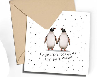 Valentine's Day Card, Together Forever Penguin Greeting Card,14th February, Wedding Greetings Card,Anniversary Card,Celebration Card